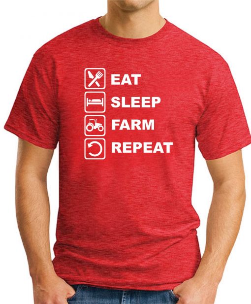 EAT SLEEP FARM REPEAT RED