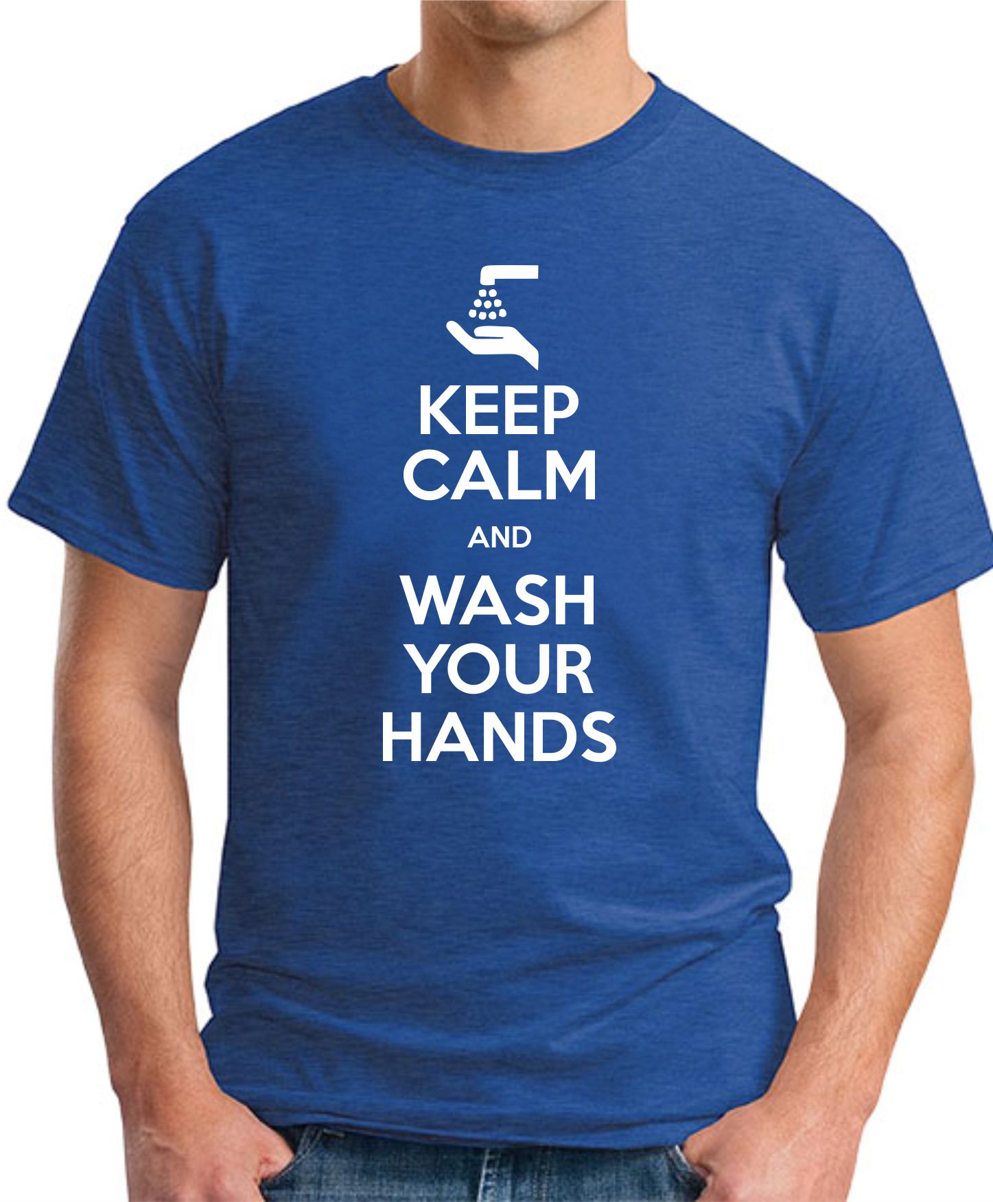 KEEP CALM AND WASH YOUR HANDS ROYAL BLUE
