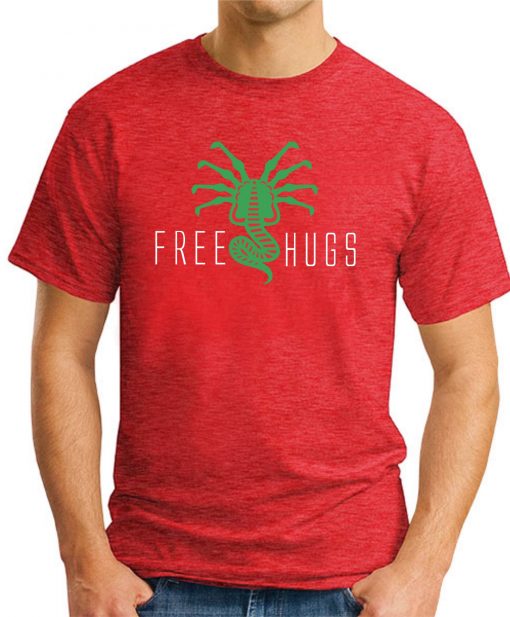 FREE HUGS ALIEN red